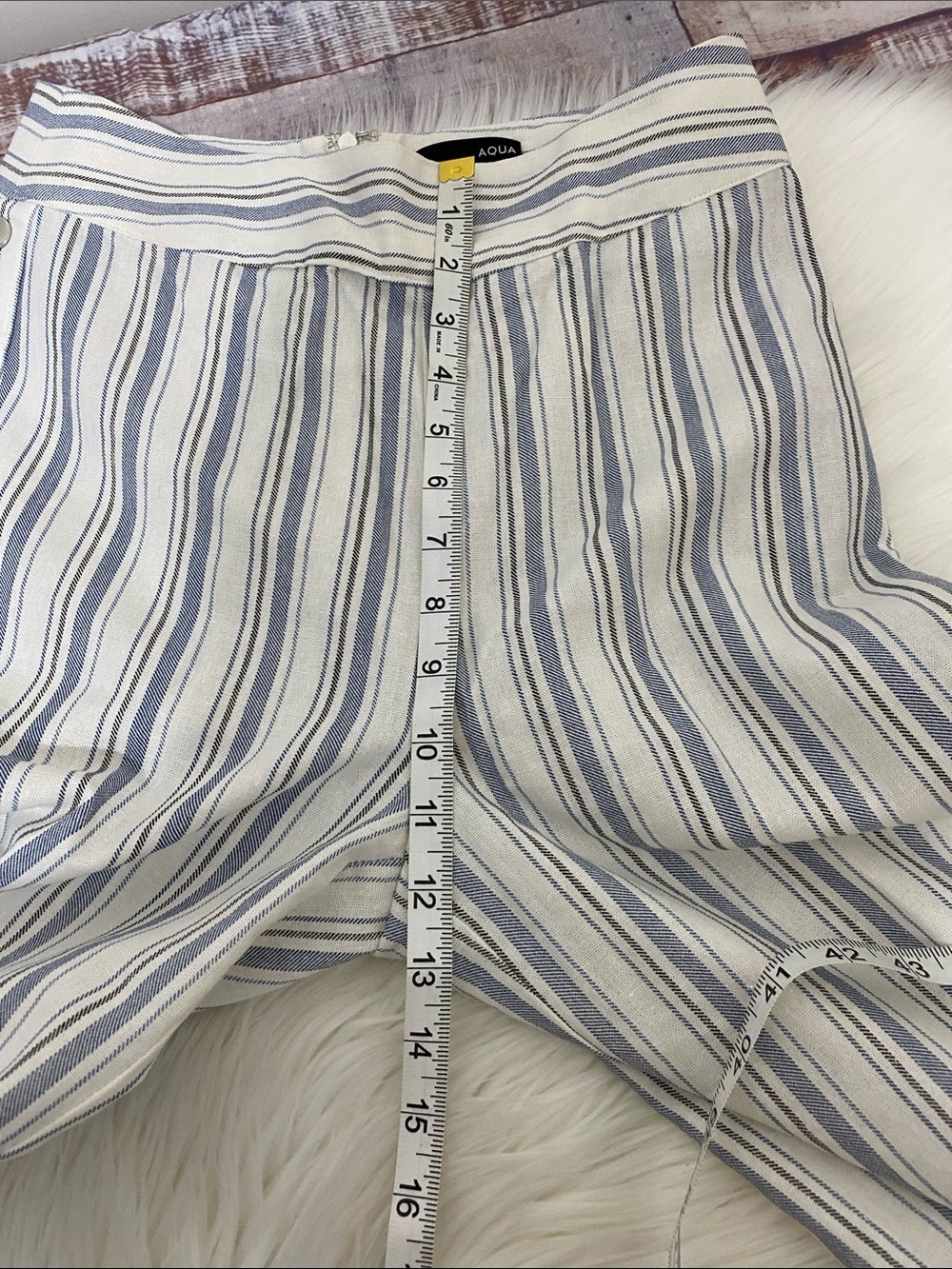 Aqua Blue & White Striped Linen-Rayon Pants - Picture 6 of 9
